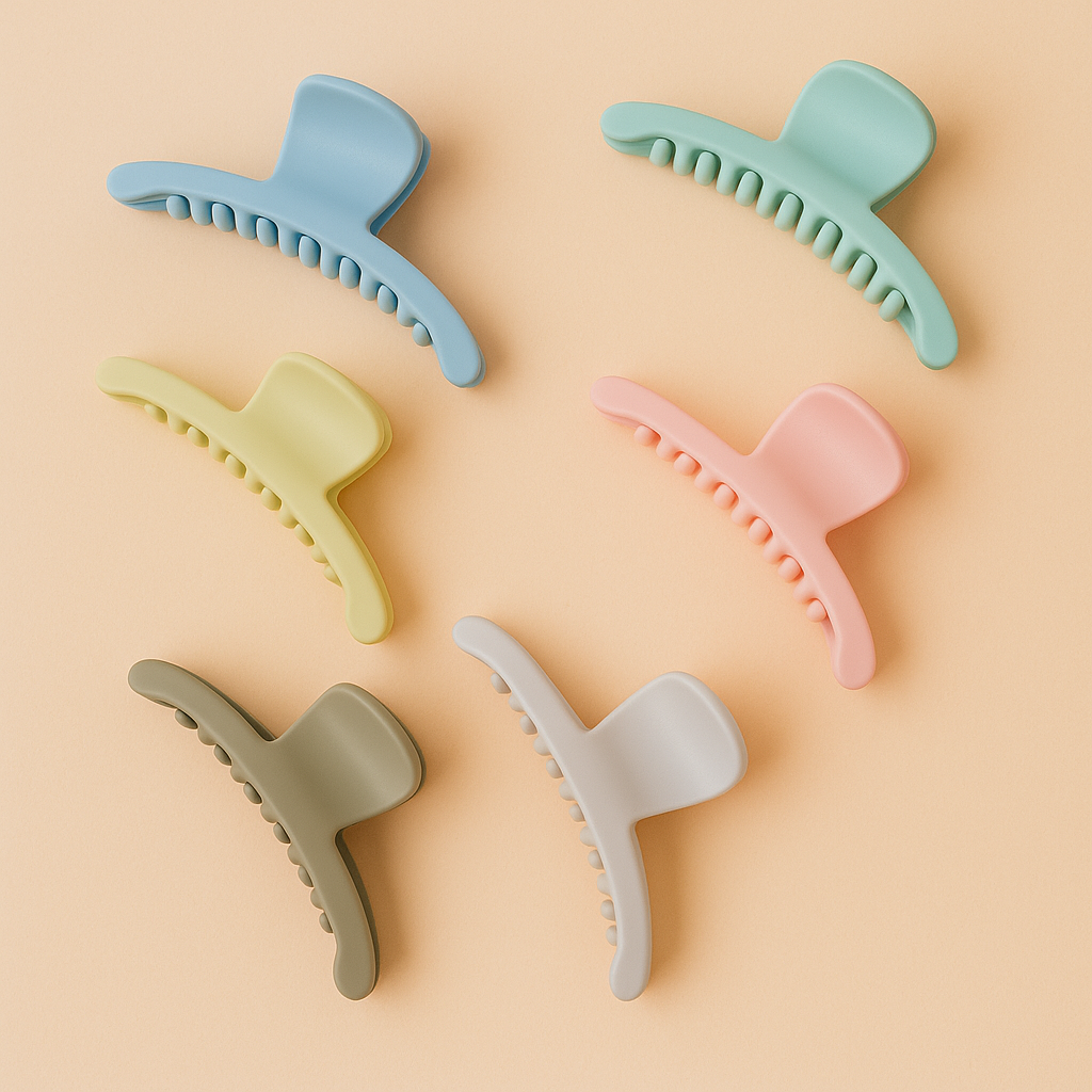 Pastel Gloss Claw Clips – Medium-Size Hair Clips (6-Pack)