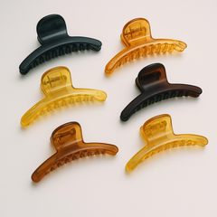 Classic Transparent Hair Claw Clips – 6-Piece Medium Set (Amber + Smoke Series)