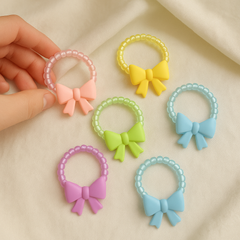 Pack of 10 Pastel Bow Elastic Hair Ties – Spiral Design