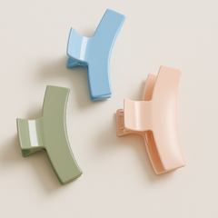 Glossy XL Claw Clips – 3-Pack in Blue, Nude & Olive (Large)