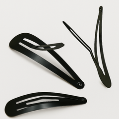 24-Pack Matte Black Metal Hair Snap Clips – Large 6.5 cm