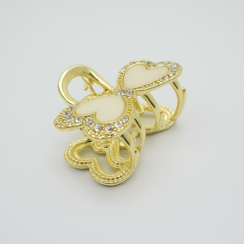 Petite Crystal Luxe Claw Clip – Small Gold Hair Accessory with Rhinestone Detailing