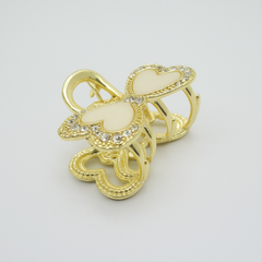 Petite Crystal Luxe Claw Clip – Small Gold Hair Accessory with Rhinestone Detailing