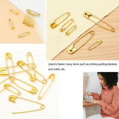 60-Piece Golden Safety Pins Set – Assorted Sizes (5 Sizes) – Rust-Resistant, Durable Metal Pins for Sewing, DIY, Crafts & Garments  Description: