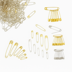 Gold & Silver Safety Pins (Pack of 120) – 5 Sizes – Rust-Free Premium Quality for Tailoring, Crafting & Daily Fixes