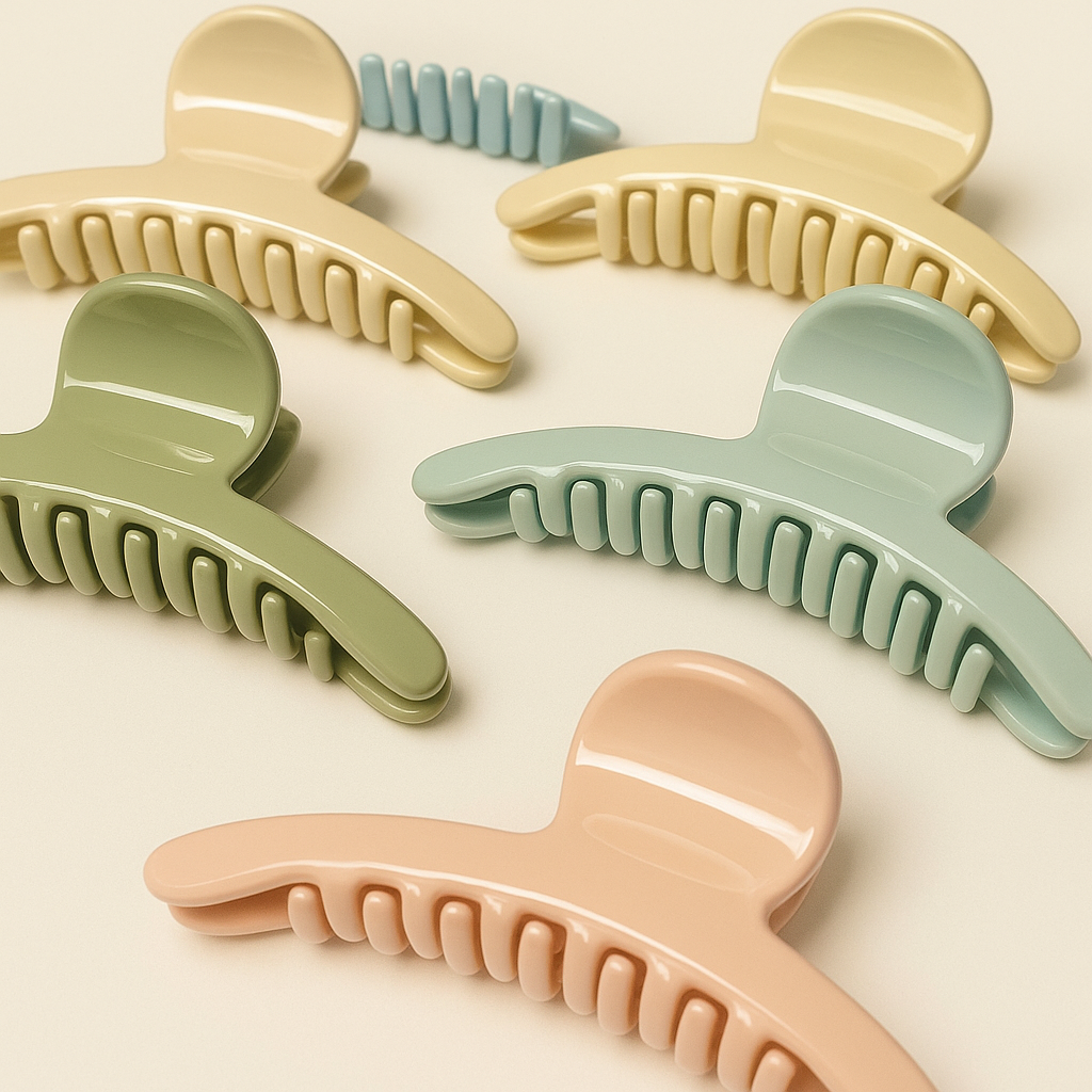 Pastel Gloss Claw Clips – Medium-Size Hair Clips (6-Pack)